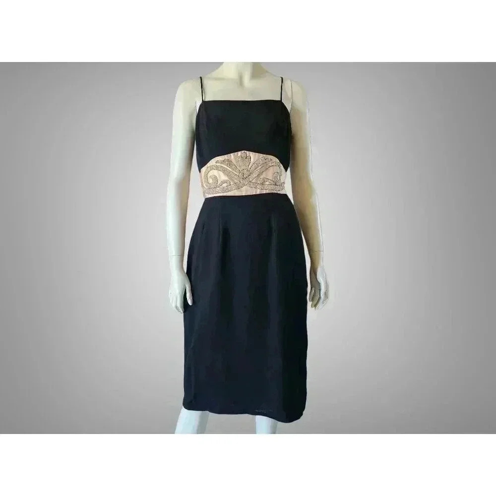 Vintage 50s Majestic Original by Ben Liebman Frocks Beaded Crepe & Satin Gown M